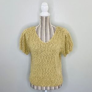Vintage Chaus Nubby Knit Top Flutter Sleeves Women Medium Cottagecore Twee Femme